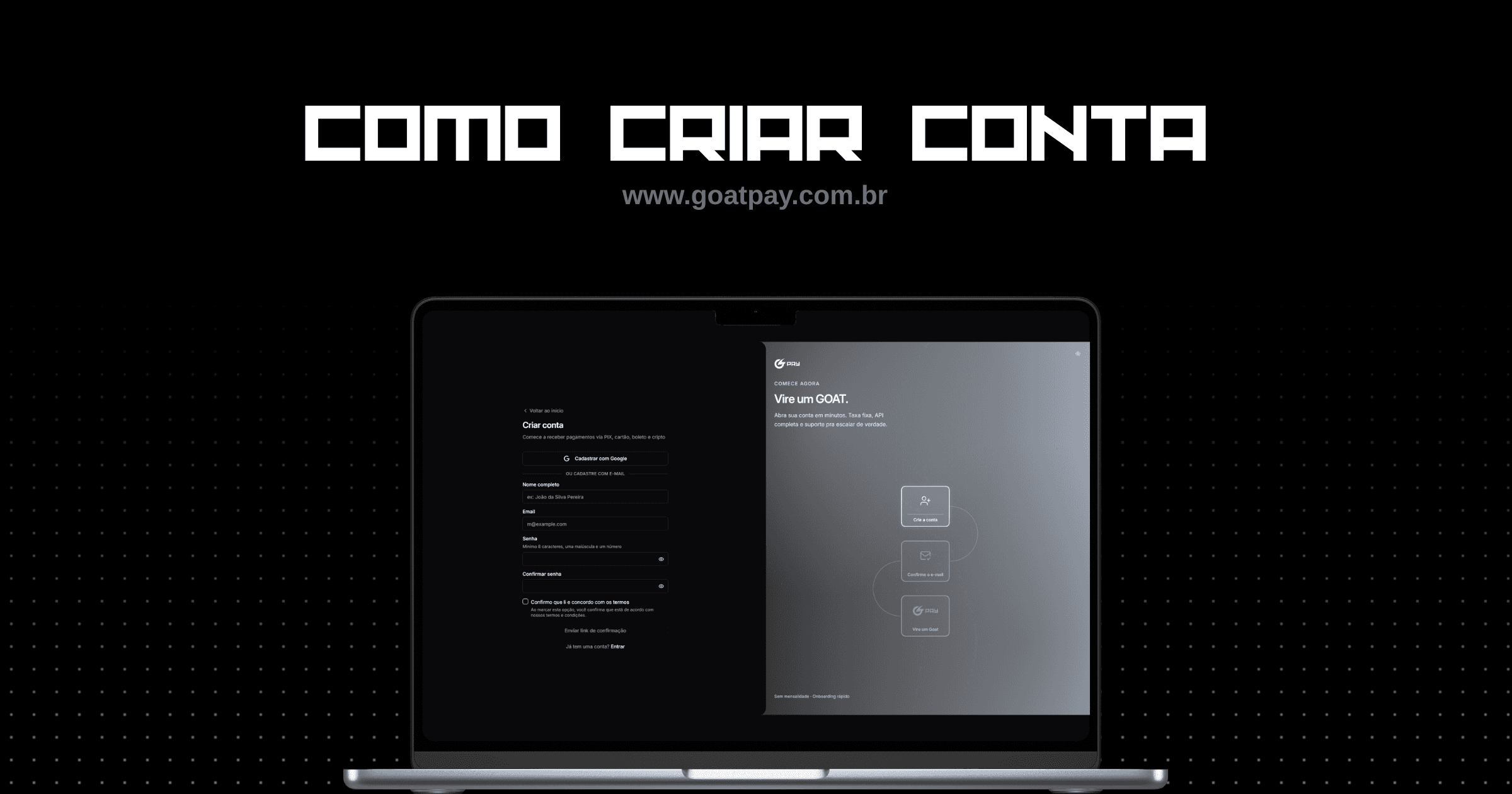 Como criar uma conta